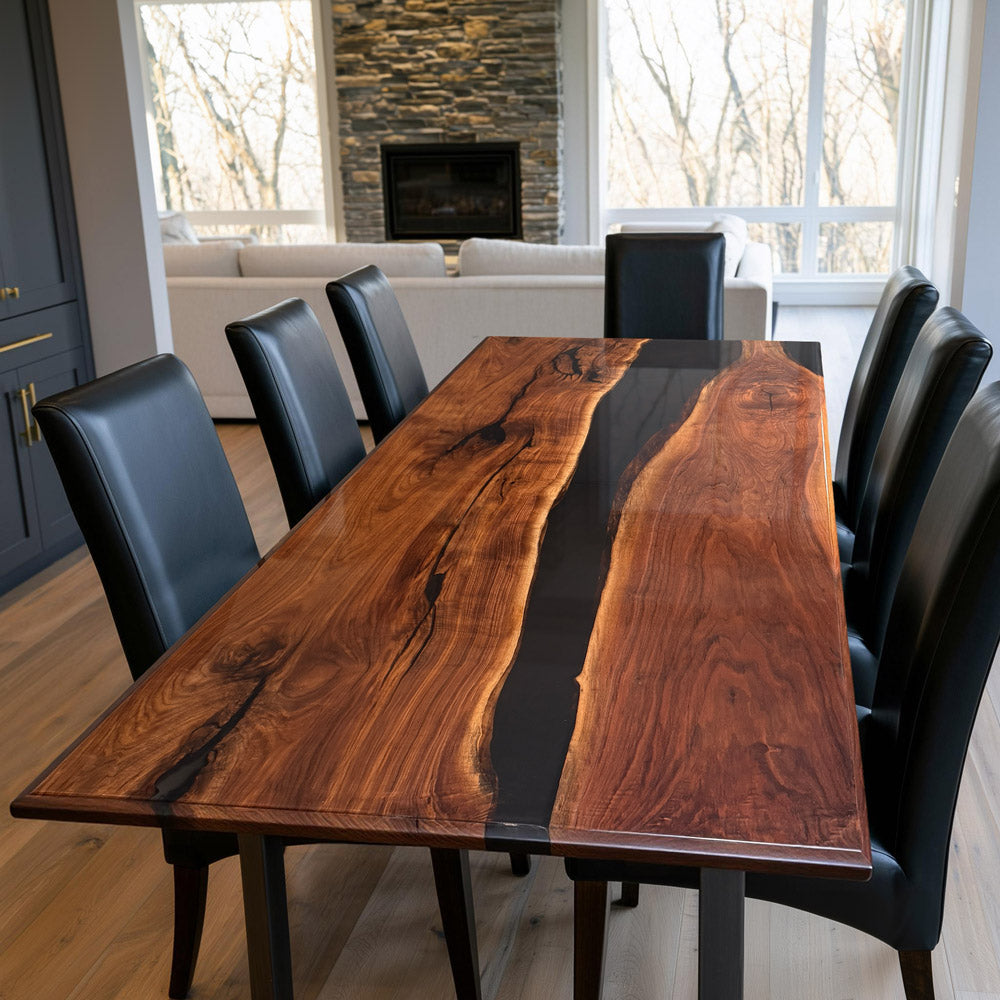 Black Walnut Black River Epoxy Table UTT73