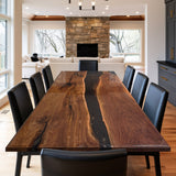 UTT Custom Black Walnut Black River Epoxy Table 
