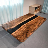 UTT Custom Black Walnut Black River Resin Epoxy Dining Table