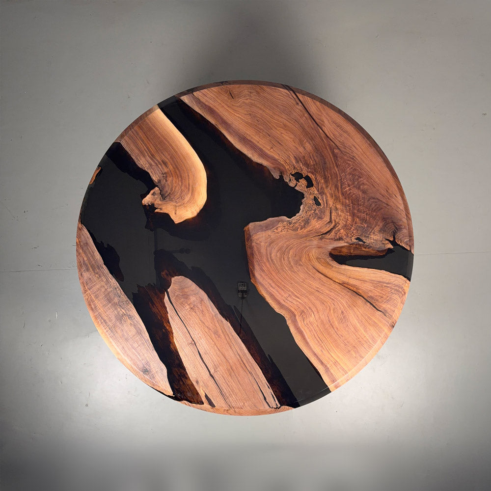 Black Walnut River Round Epoxy Table URT58