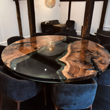 Black Walnut Round Epoxy Table URT38