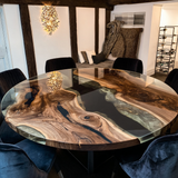 Black Walnut Black Translucent Round Epoxy Table 