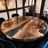 UTT Custom Black Walnut Black Translucent Round Epoxy Table 