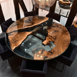 Black Walnut Round Epoxy Table URT38