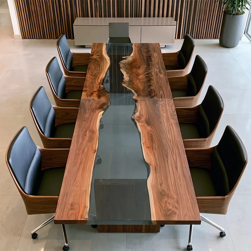 Black Walnut Black Transparent River Conference Epoxy Table CCT14