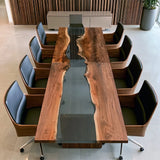 Black Walnut Black Transparent River Conference Epoxy Table CCT14