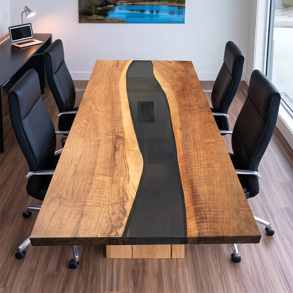 UTT Custom Black Walnut River Epoxy Conference Table CCT07
