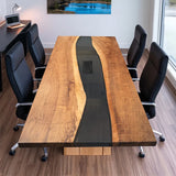 UTT Custom Black Walnut River Epoxy Conference Table CCT07