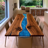 Black Walnut Blue River Live Edge Epoxy Table UTT108