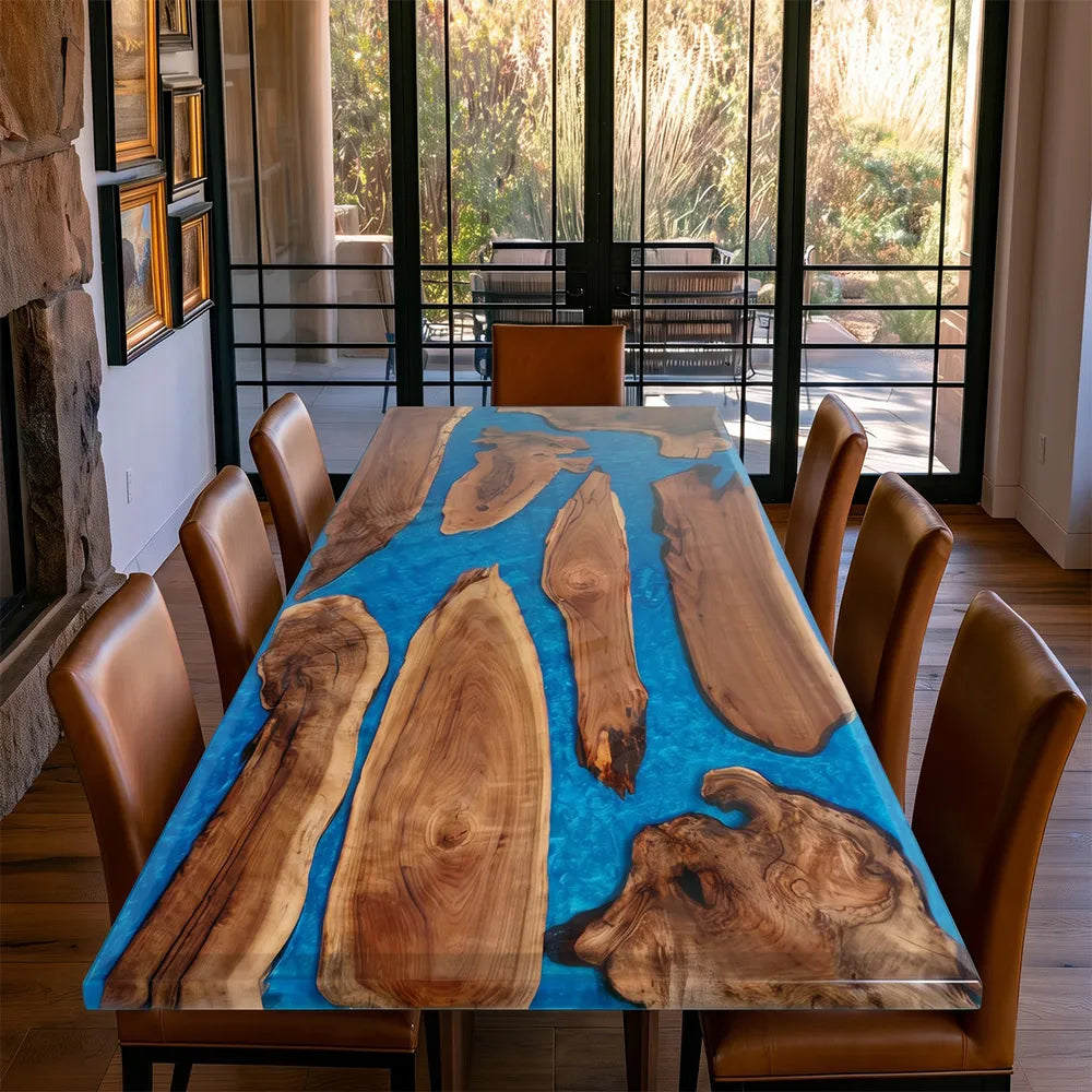 Black Walnut Blue Resin Epoxy Table UTT111