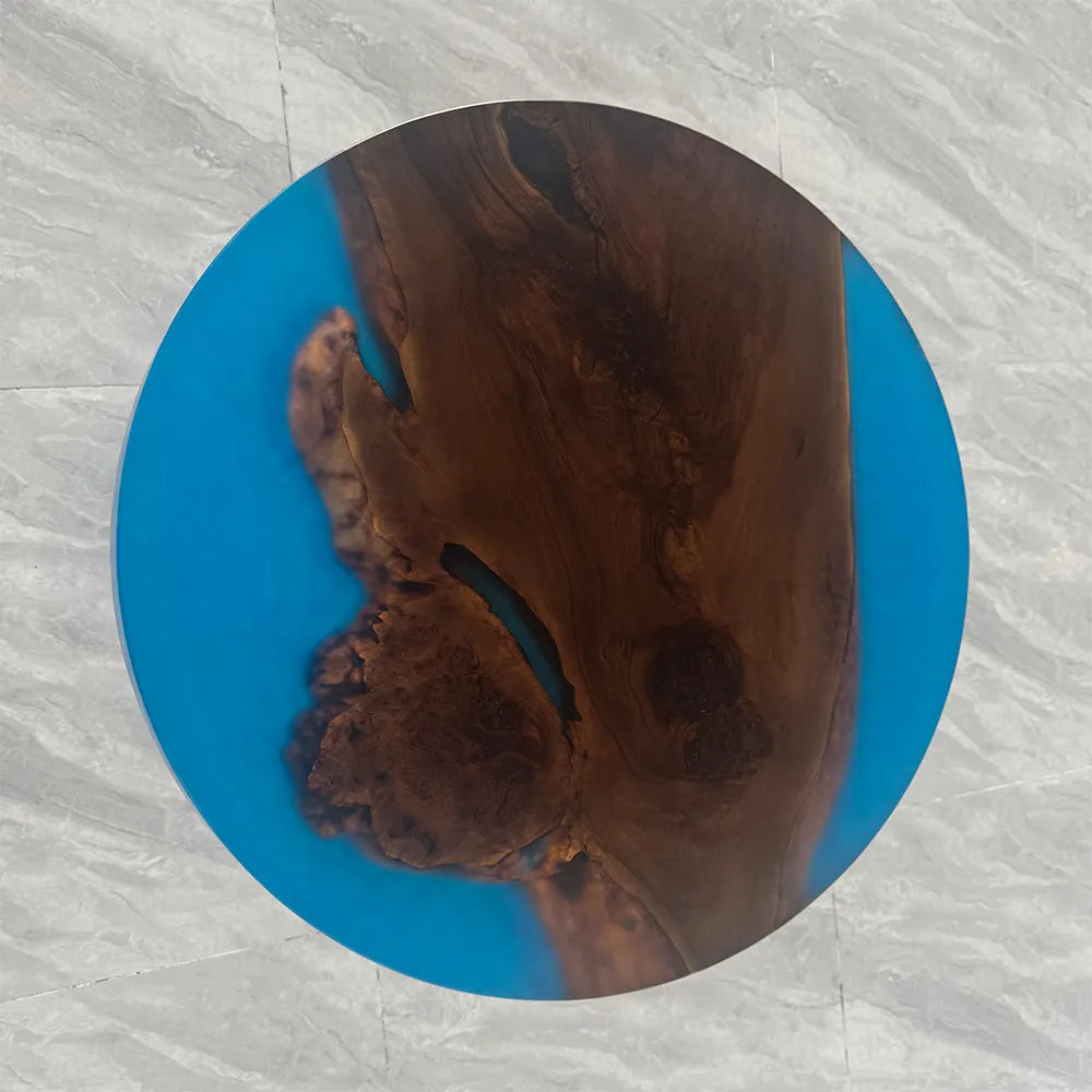 UTT Custom Black Walnut Blue Resin Epoxy Table URT61