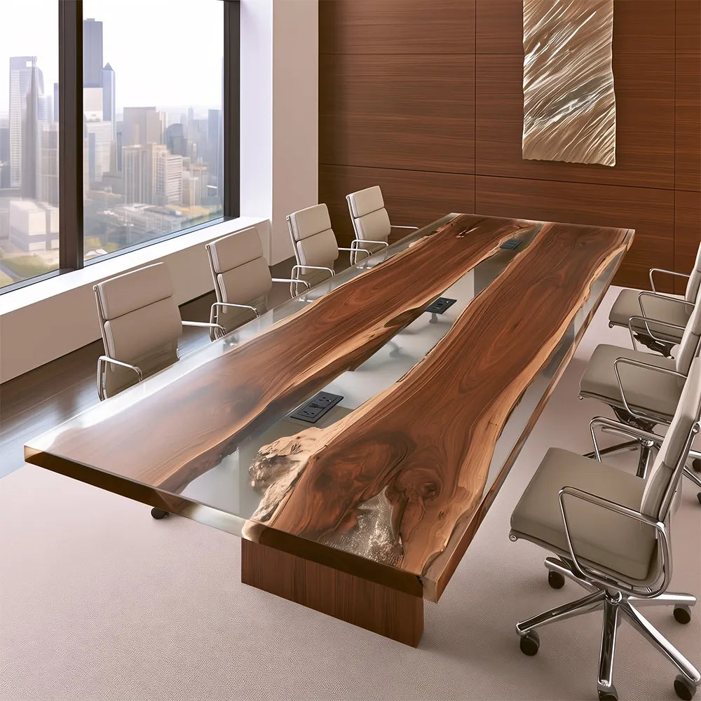 UTT Custom Black Walnut Conference Epoxy Table CCT09