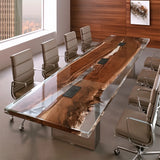 Black Walnut Clear River Conference Epoxy Table CCT09