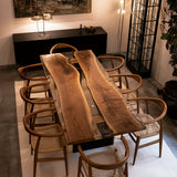 UTT Custom Black Walnut Clear River Epoxy Dining Table 