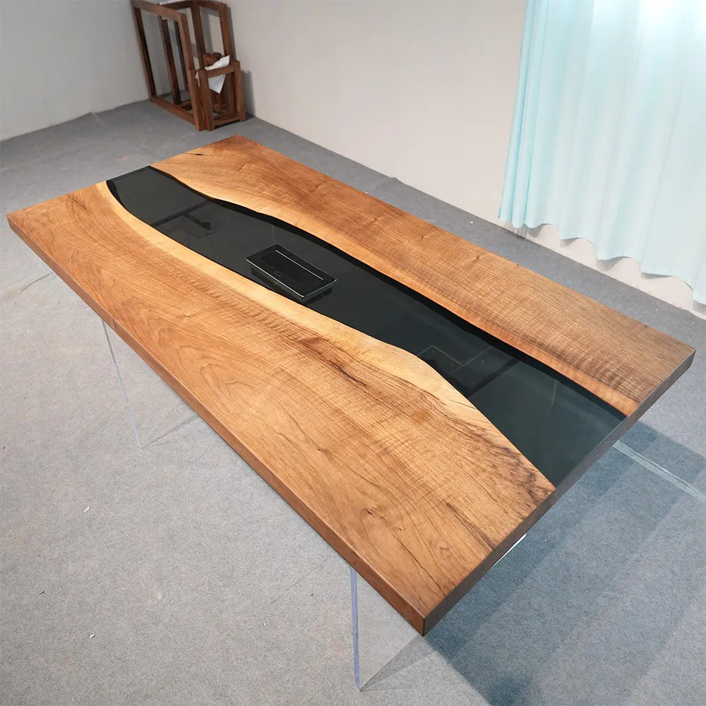Black Walnut Black Transparent Epoxy Conference Table CCT07