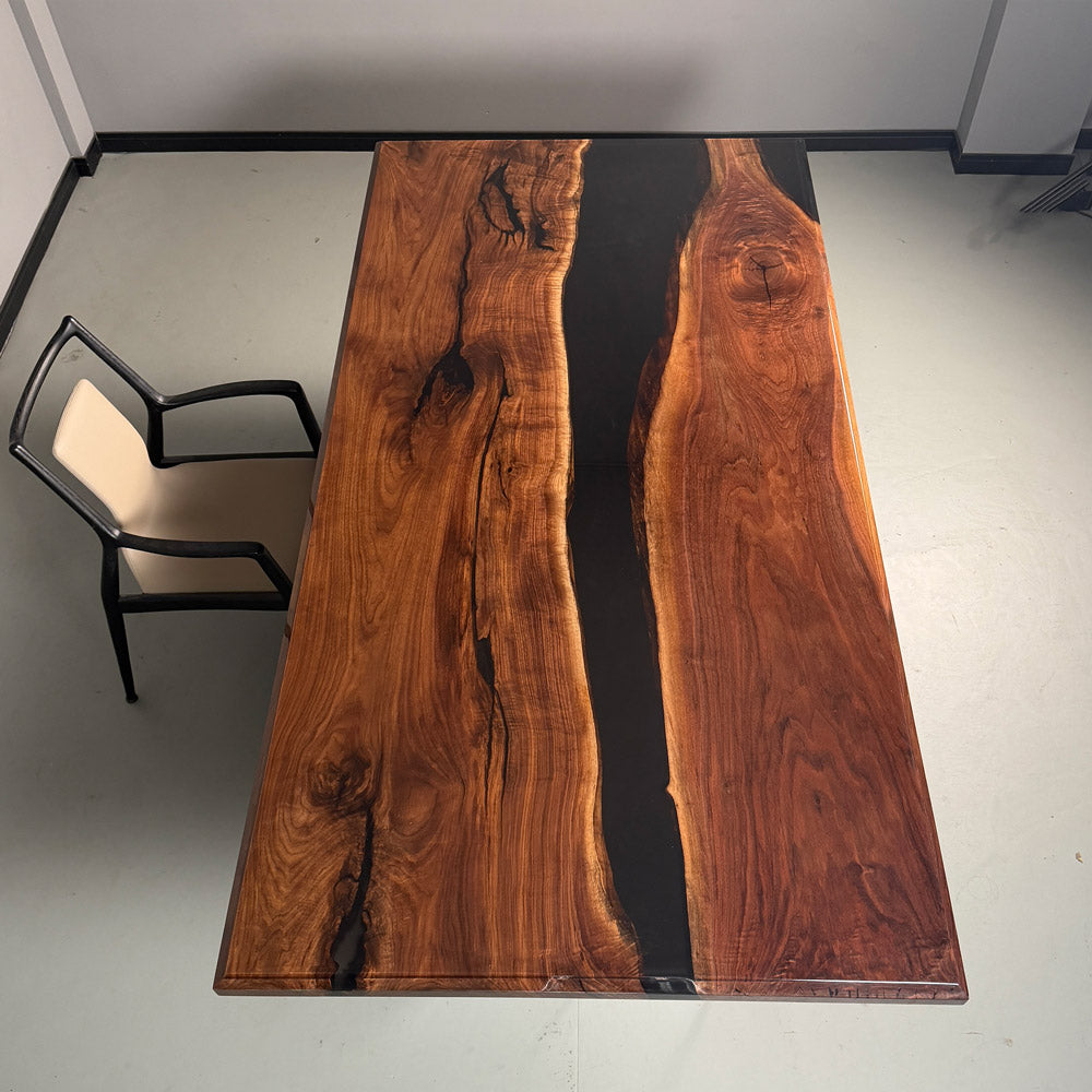 UTT Custom Black Walnut Black Epoxy Table UTT73