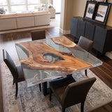 Black Walnut Gray Transparent Resin Square Epoxy Tabletop UTTS12