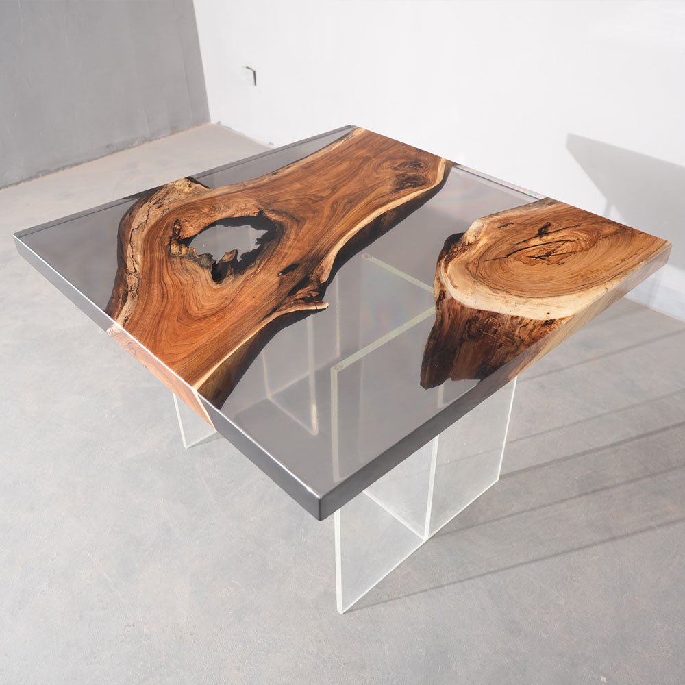 UTT Custom Black Walnut Resin Square Epoxy Tabletop UTTS12