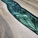 Black Walnut Green River Resin Round Epoxy Table in Bozeman