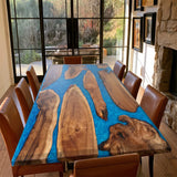 Custom Black Walnut Island & Blue Resin Epoxy Table UTT111
