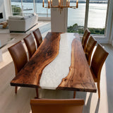 UTT Custom Black Walnut Pearlwhite River Epoxy Table