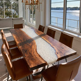 Black Walnut Pearlwhite River Epoxy Table UTT110