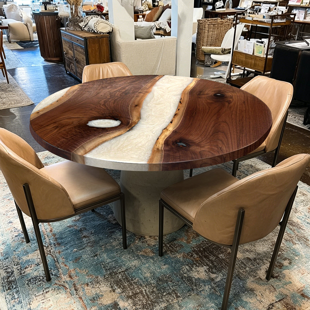 Black Walnut Pearlwhite River Round Table URT46