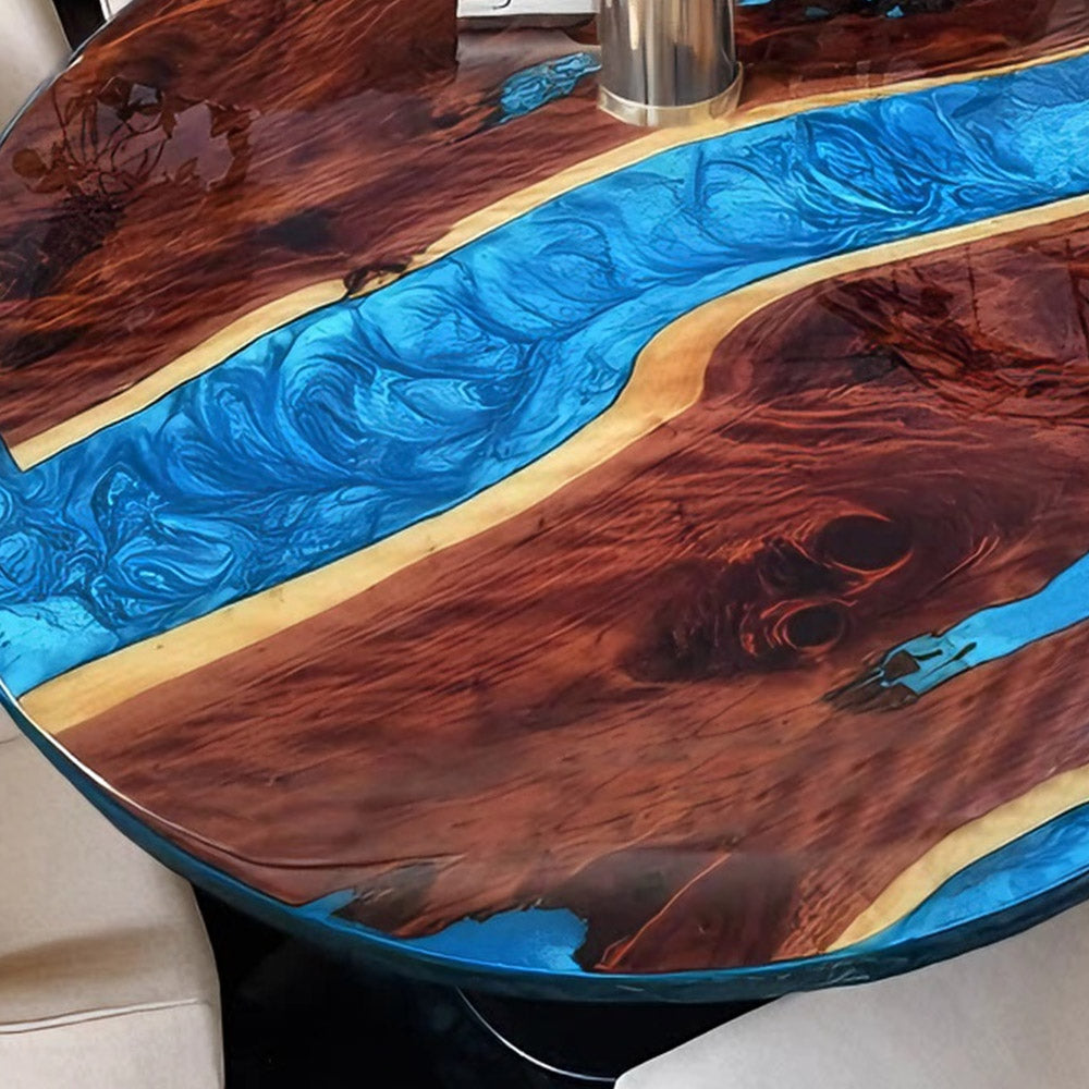 Black Walnut Resin Round Epoxy Table in Austin