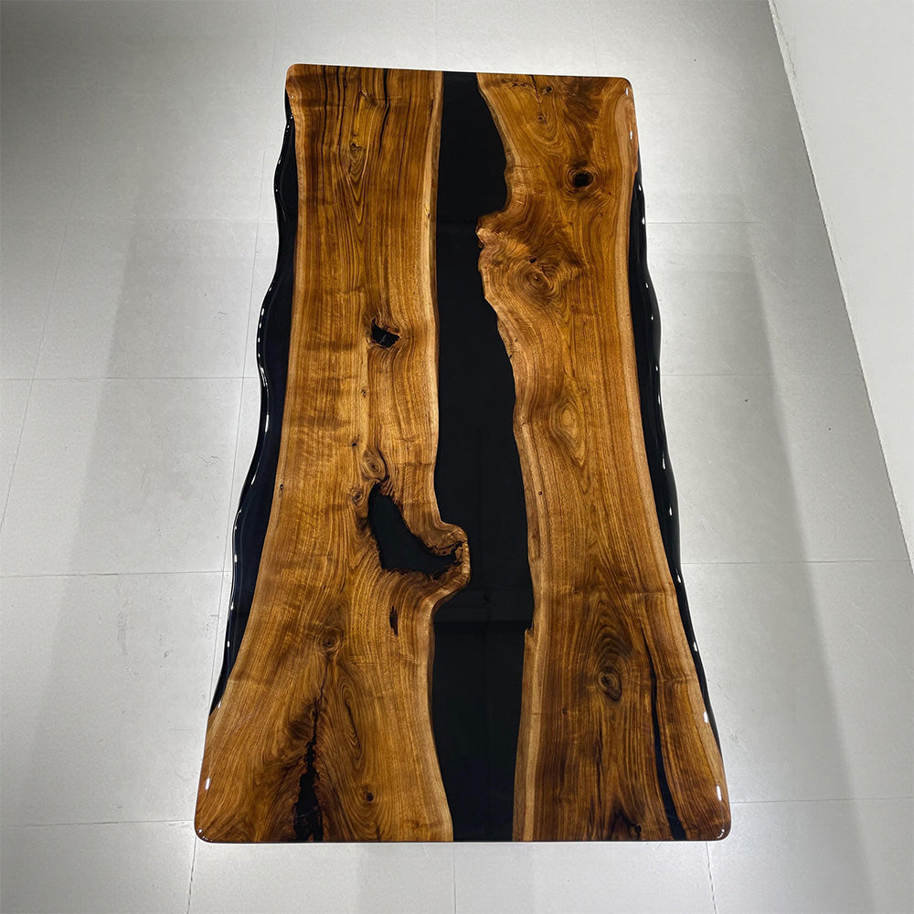 Black Walnut Live Edge Black River Epoxy Table 