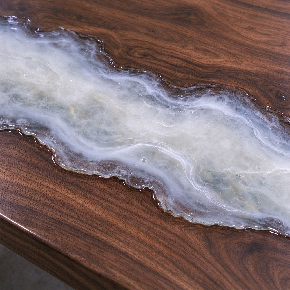 UTT Custom White Wave River Epoxy Table UTT112