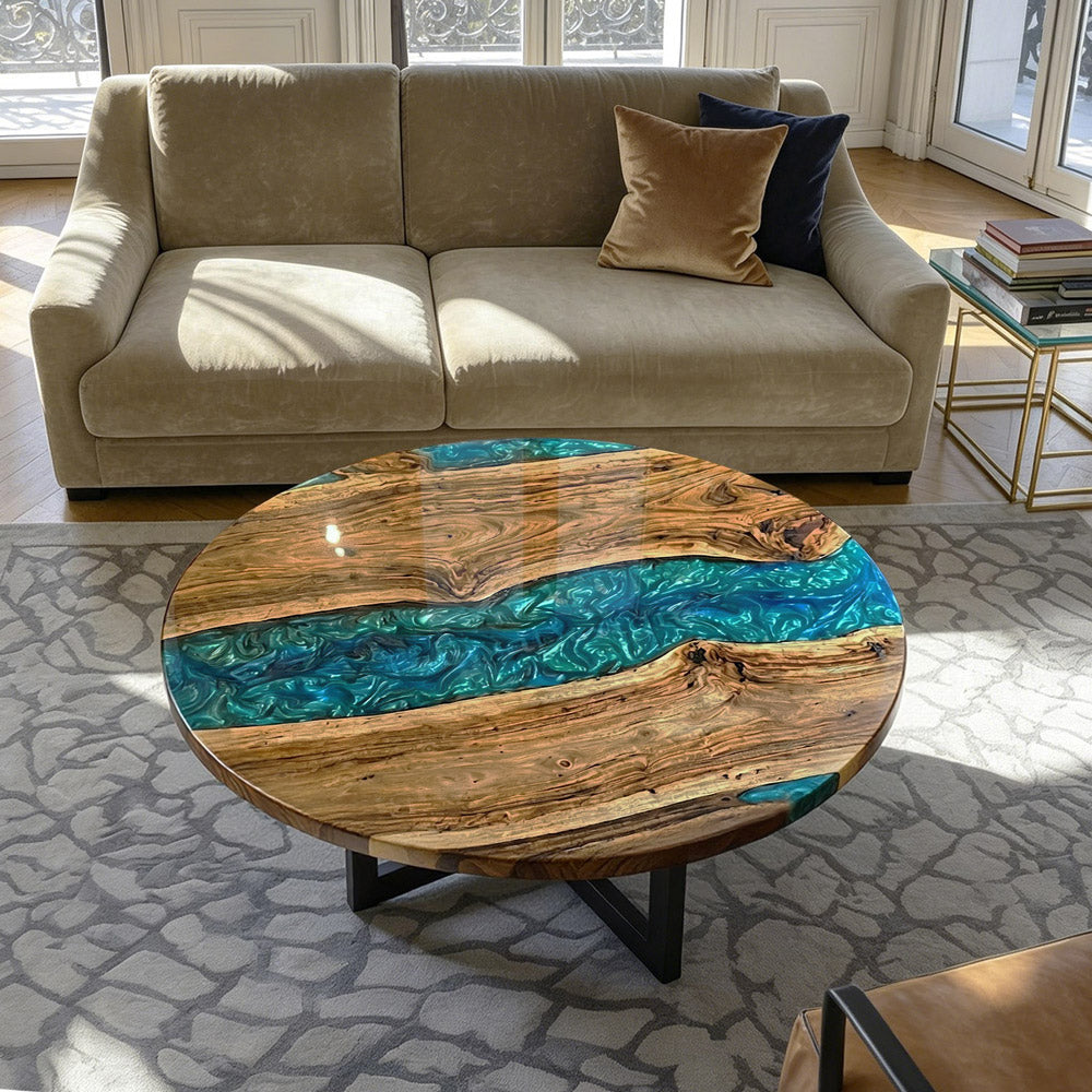 Black Walnut Round Epoxy Table