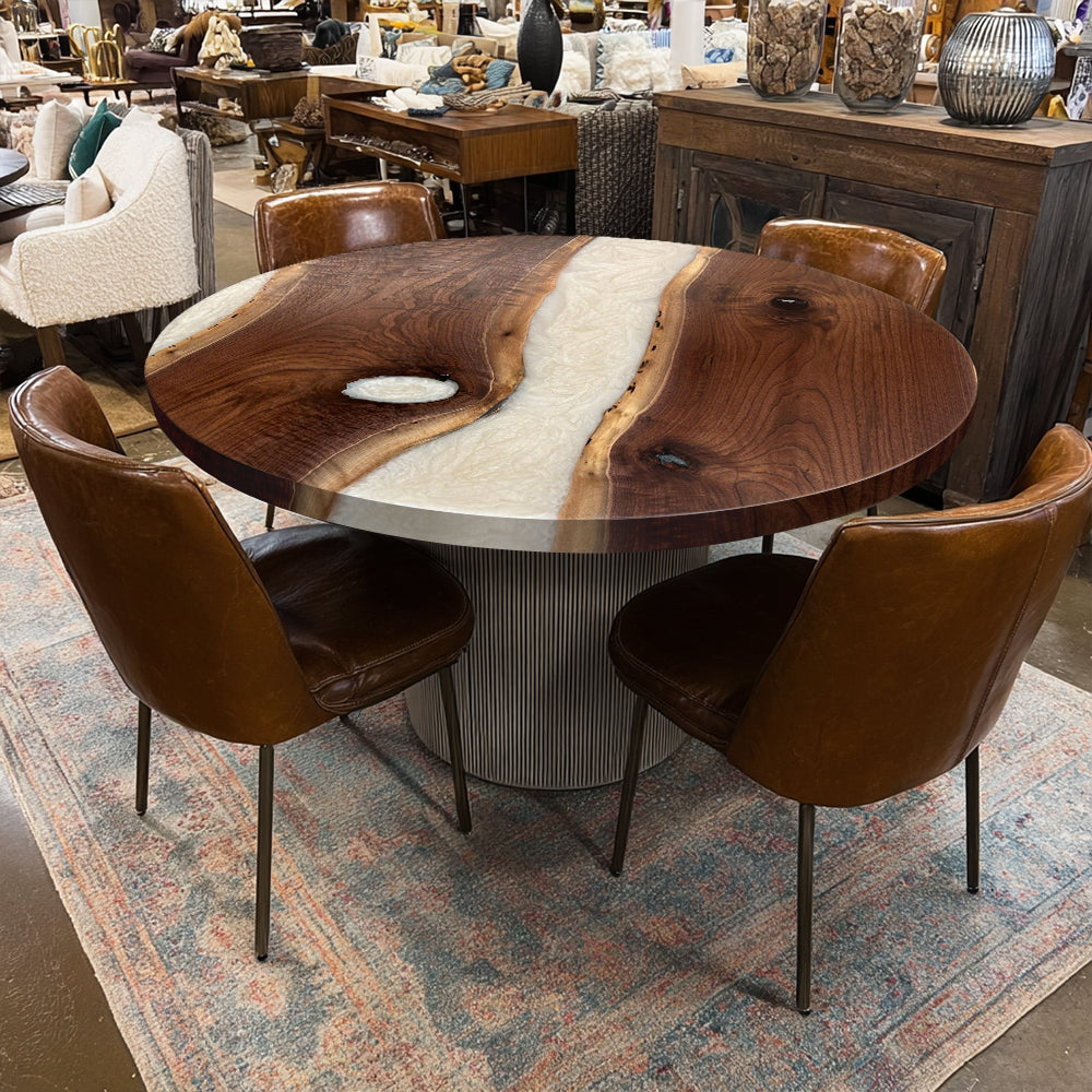 Black Walnut Pearlwhite River Round Table 