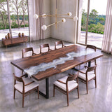 UTT Custom Black Walnut Wood River Epoxy Table UTT112