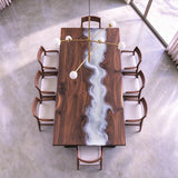 Custom Black Walnut White Wave River Epoxy Table UTT112