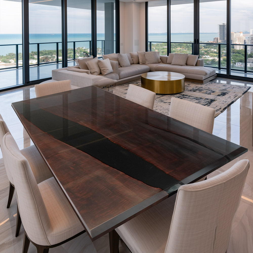 UTT Black Walnut Black River Epoxy Tabletop UTT75