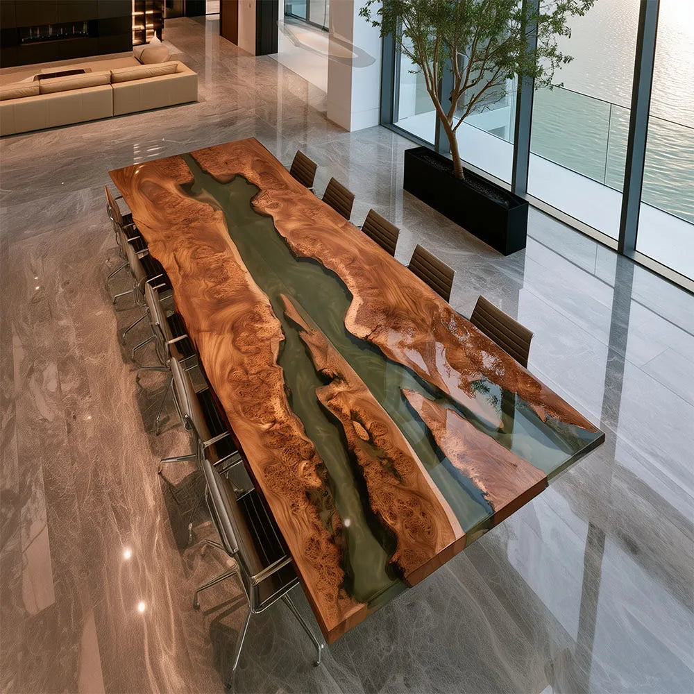 Executive Black Walnut & Charcoal Epoxy Conference Table - CCT15