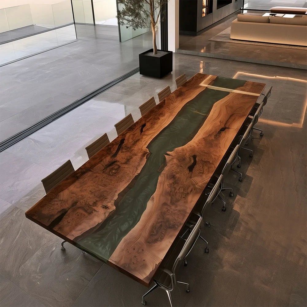 UTT Black Walnut & Charcoal Epoxy Conference Table - CCT15