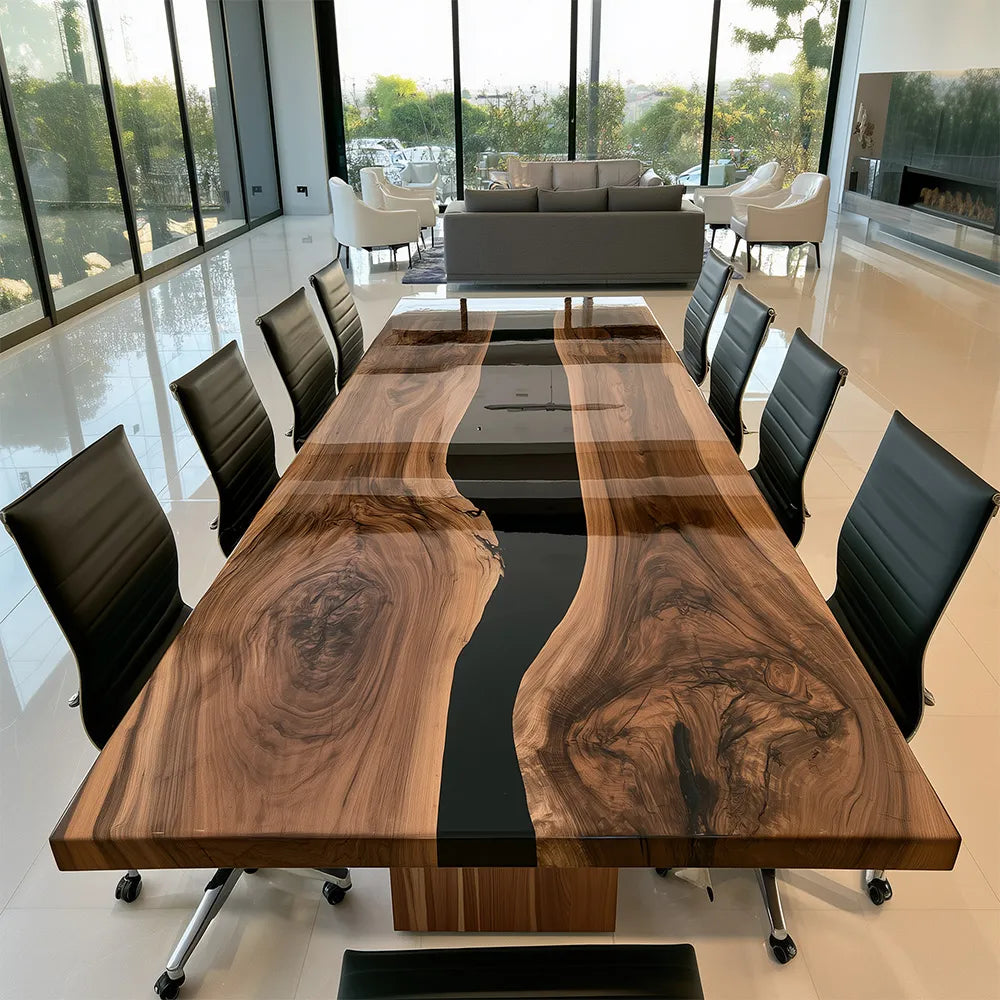 Large Black Walnut Midnight Black Epoxy Conference Table - CCT20