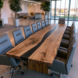 UTT Custom Large Scale Black Walnut Conference Epoxy Table - CCT21