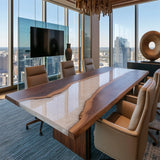 Black Walnut Pearl White River Epoxy Conference Table | CCT13