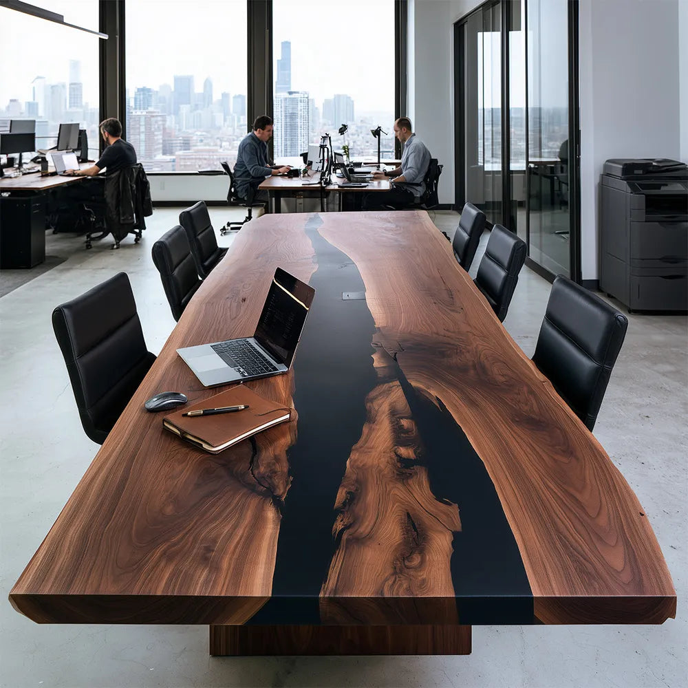 UTT Custom Live Edge Black Walnut Black Epoxy Resin Table - CCT22