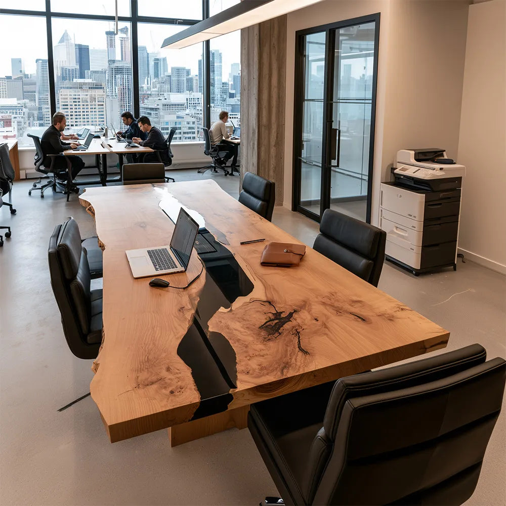 UTT Custom Black Walnut Black Epoxy Resin Office Workshop Conference Table - CCT22