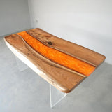 Black Walnut Orange River Epoxy Table UTT86
