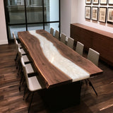 Solid Black Walnut Pearlwhite Epoxy Conference Table - CCT16
