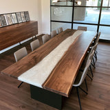 Live Edge Solid Black Walnut Pearlwhite Epoxy Conference Table - CCT16