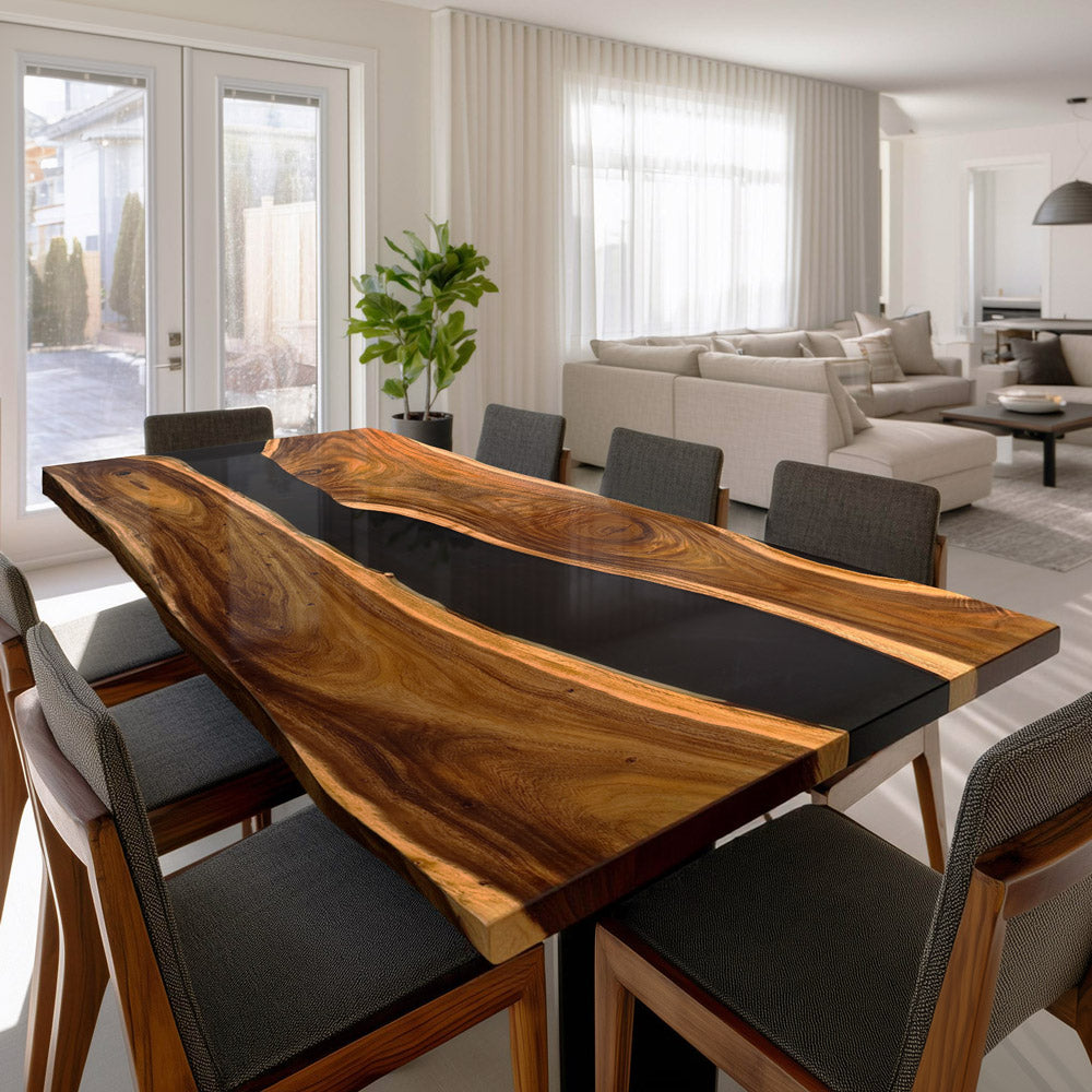 Live Edge Walnut Black River Epoxy Table