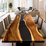 Custom Live Edge Walnut Black River Epoxy Tabletop UTT74