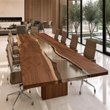 Custom Walnut Clear River Epoxy Conference Table - CCT19