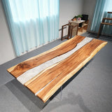 Live Edge Walnut Pearlwhite Resin Epoxy Table UTT96
