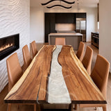 Custom Live Edge Walnut Pearlwhite Resin Epoxy Table UTT96